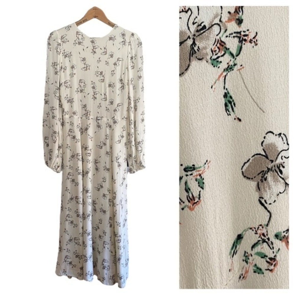 Reset by Jane Cream Floral Sundress Long Bishop Sleeves